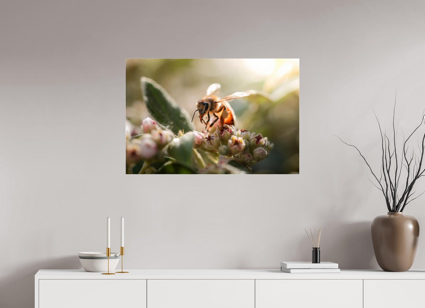 90 x 60 cm, Photo Print Under Acrylic Glass Abeille à la lumière - 2