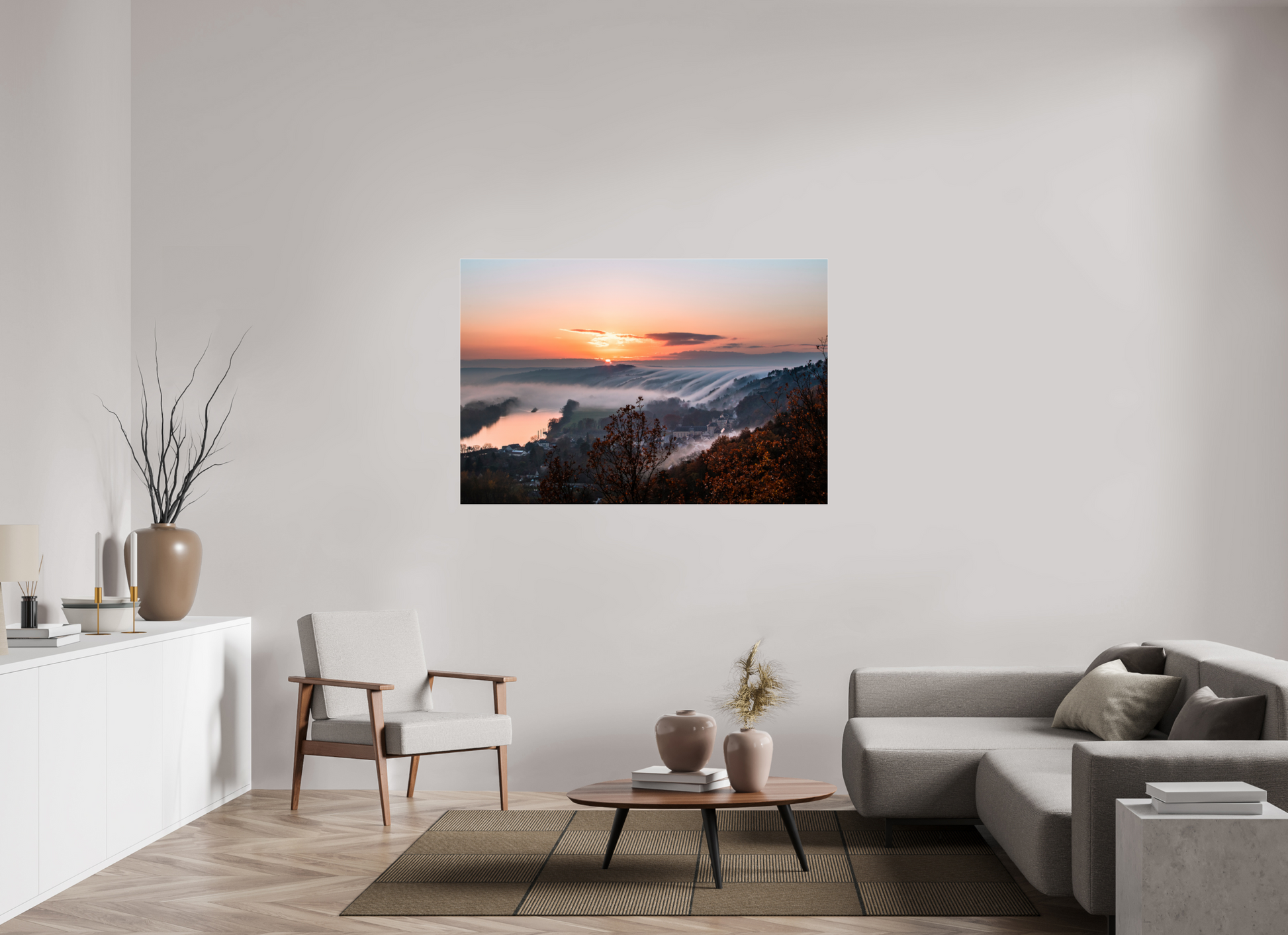 150 x 100 cm, Photo Print Under Acrylic Glass Cascade de brume à la Roche Guyon