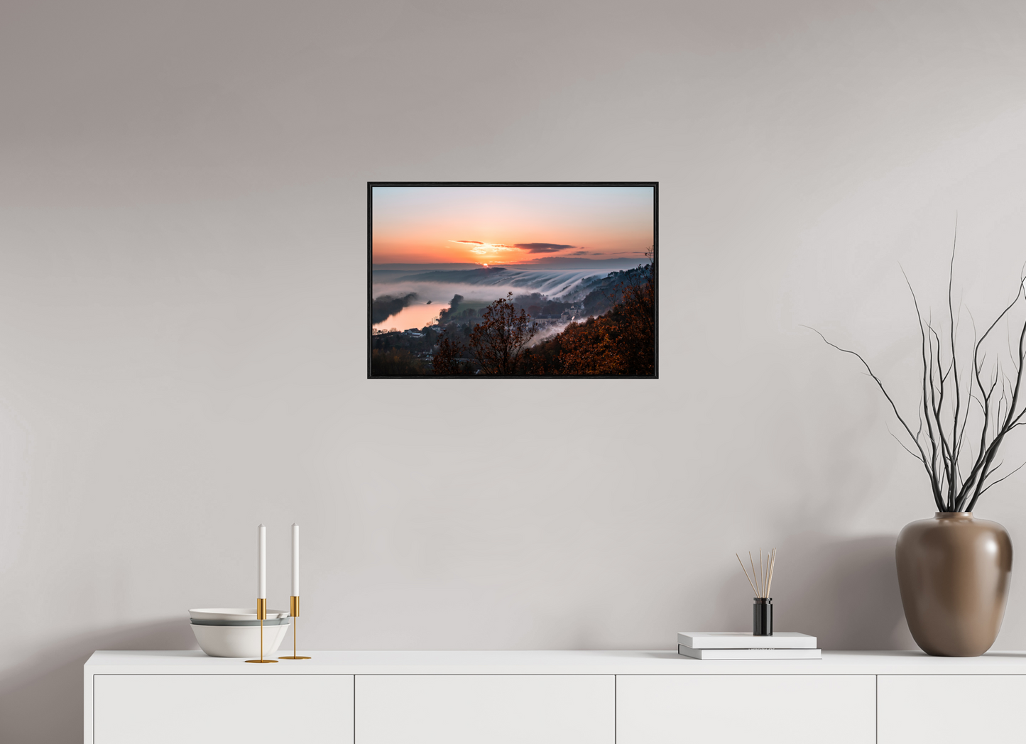 60 x 40 cm, Alu et cadre américain Cascade de brume à la Roche Guyon
