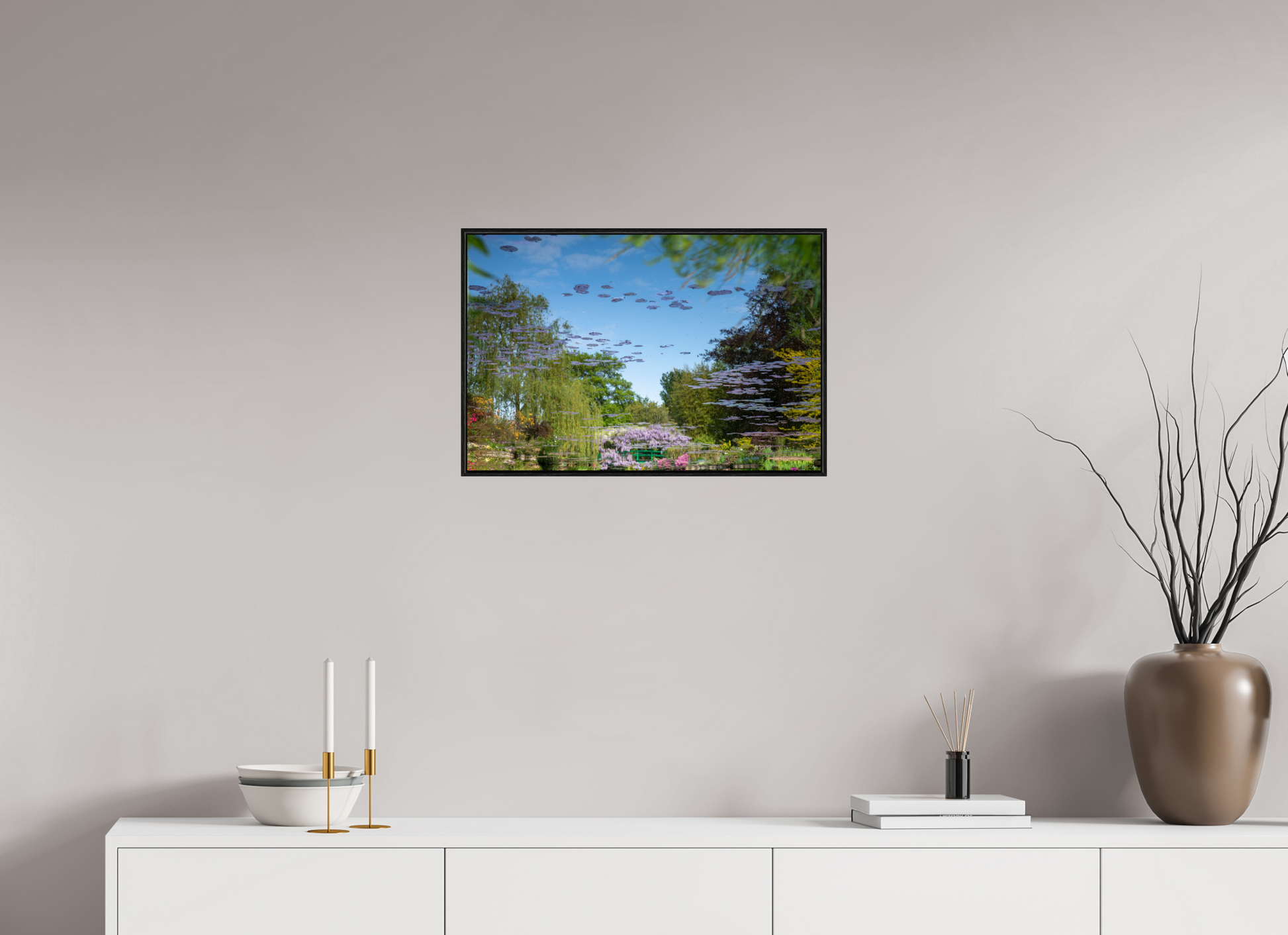 60 x 40 cm, Plexi et cadre américain Une pensée de Claude Monet