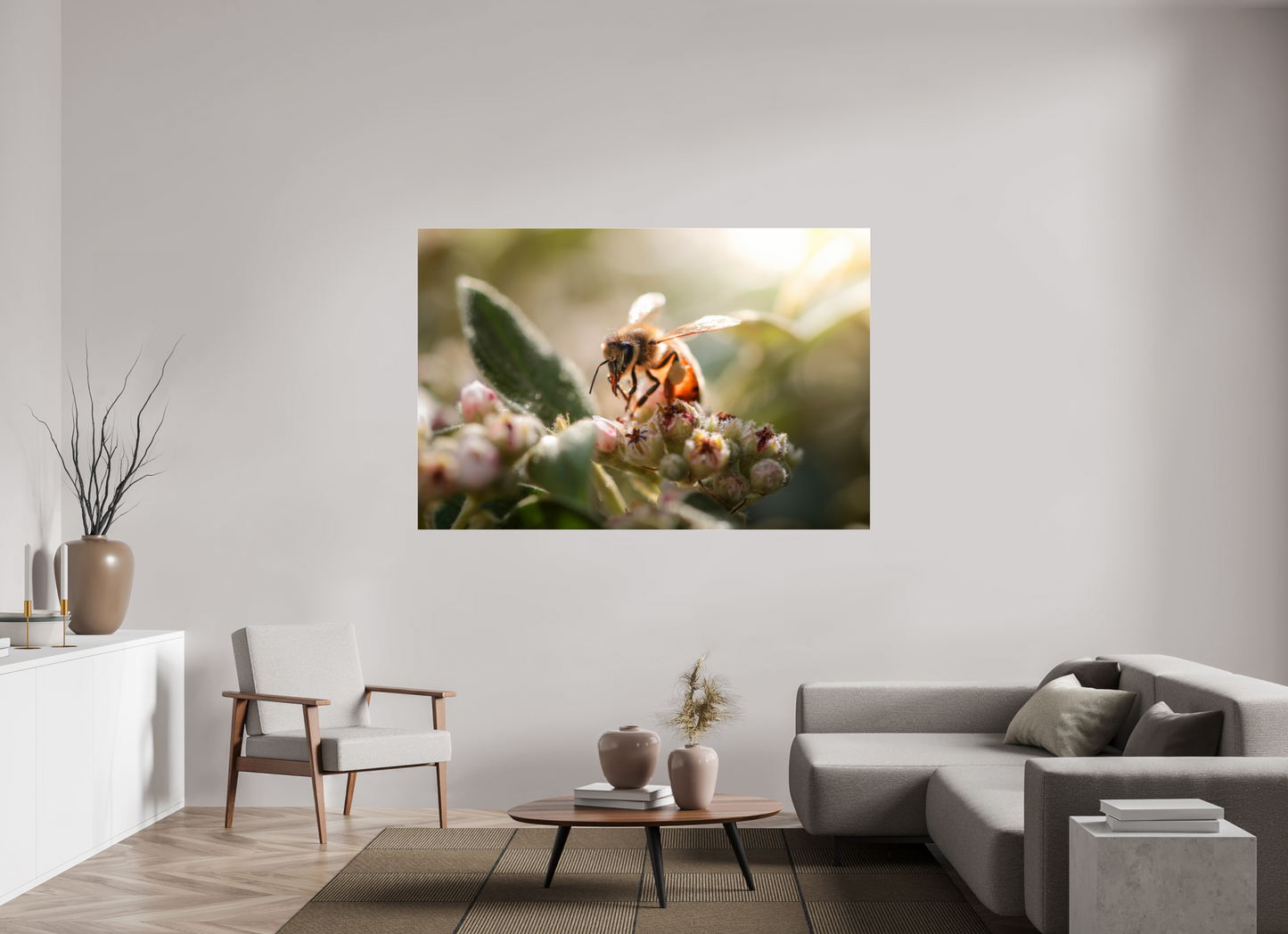 180 x 120 cm, Photo Print Under Acrylic Glass Abeille à la lumière - 2