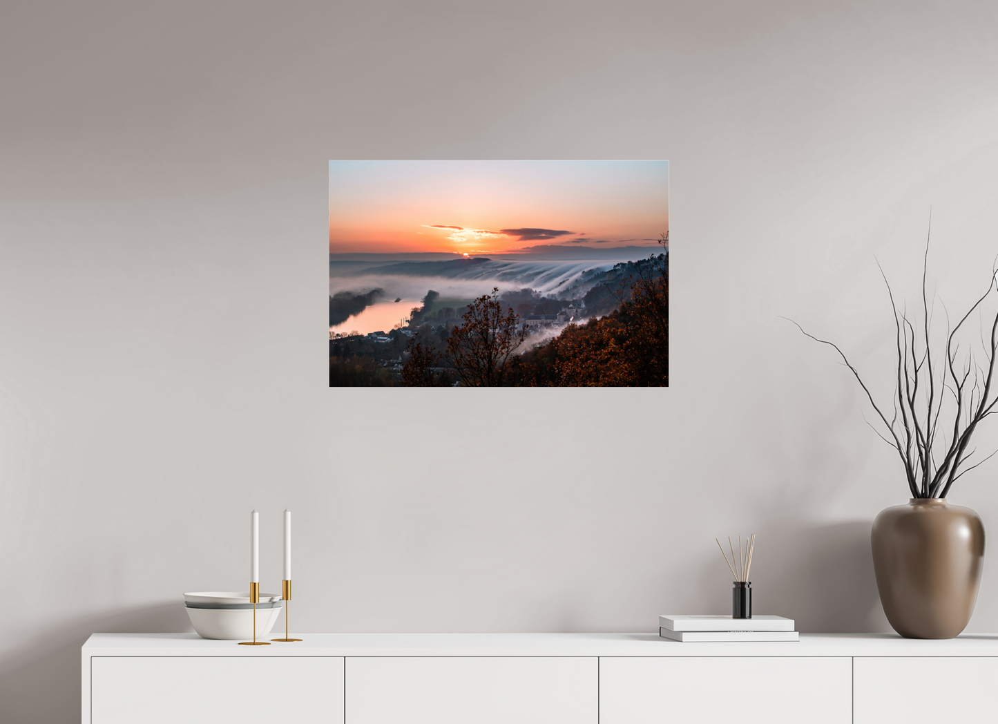 75 x 50 cm, Photo Print Under Acrylic Glass Cascade de brume à la Roche Guyon