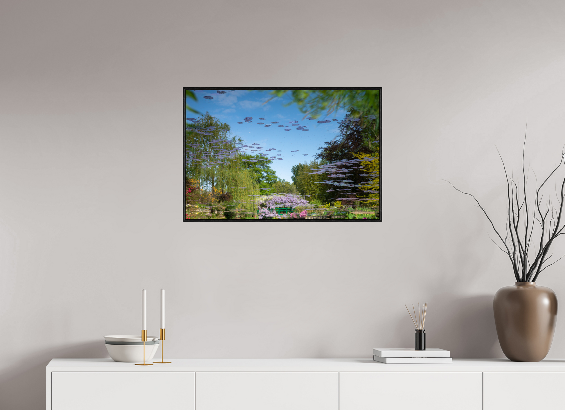 75 x 50 cm, Plexi et cadre américain Une pensée de Claude Monet