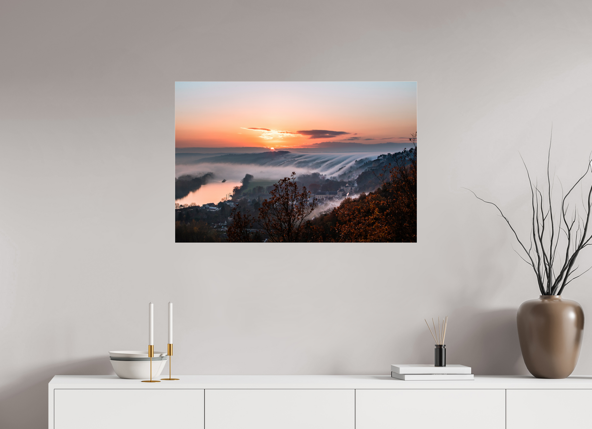 90 x 60 cm, Photo Print Under Acrylic Glass Cascade de brume à la Roche Guyon