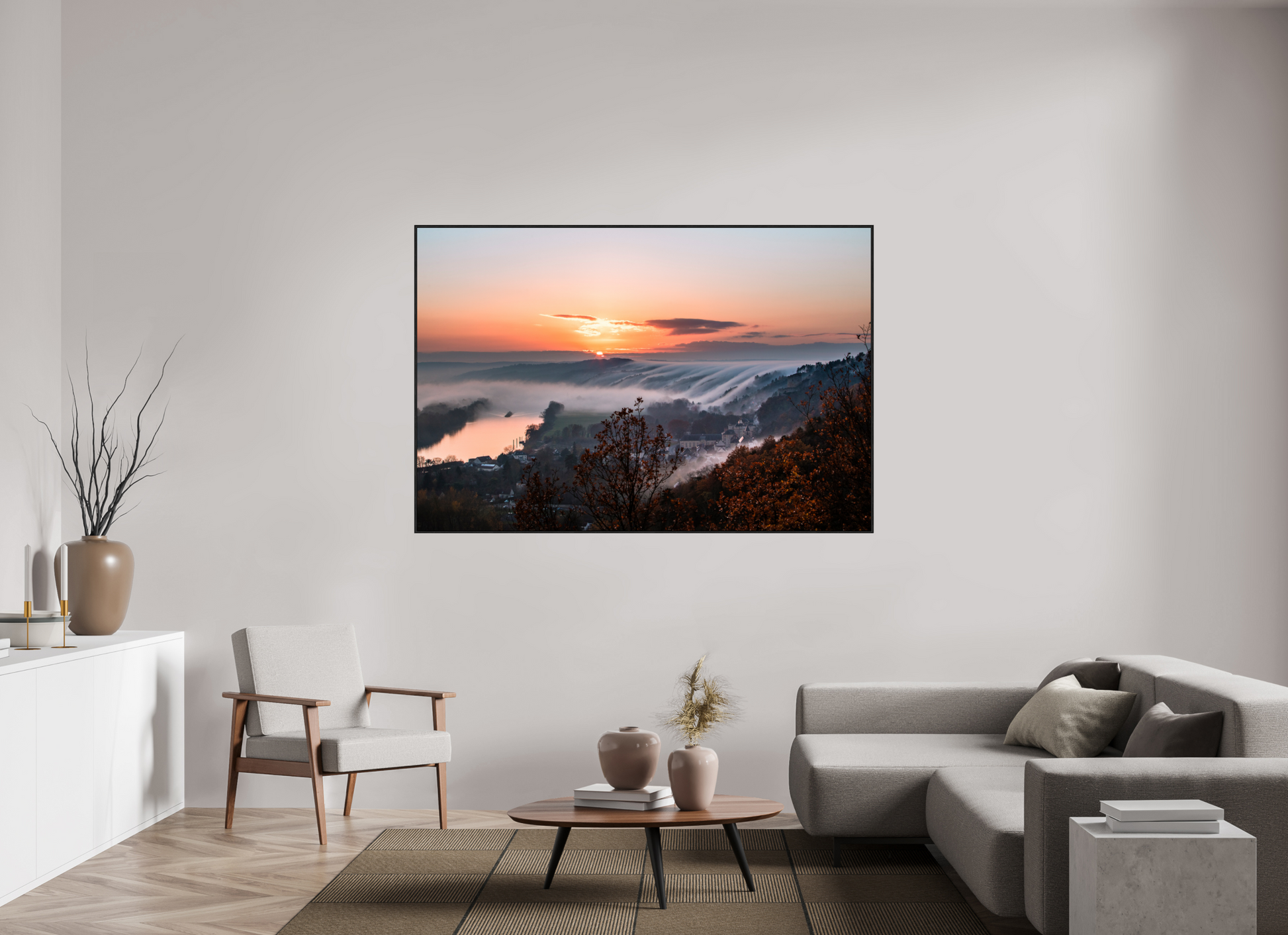 180 x 120 cm, Alu et cadre américain Cascade de brume à la Roche Guyon