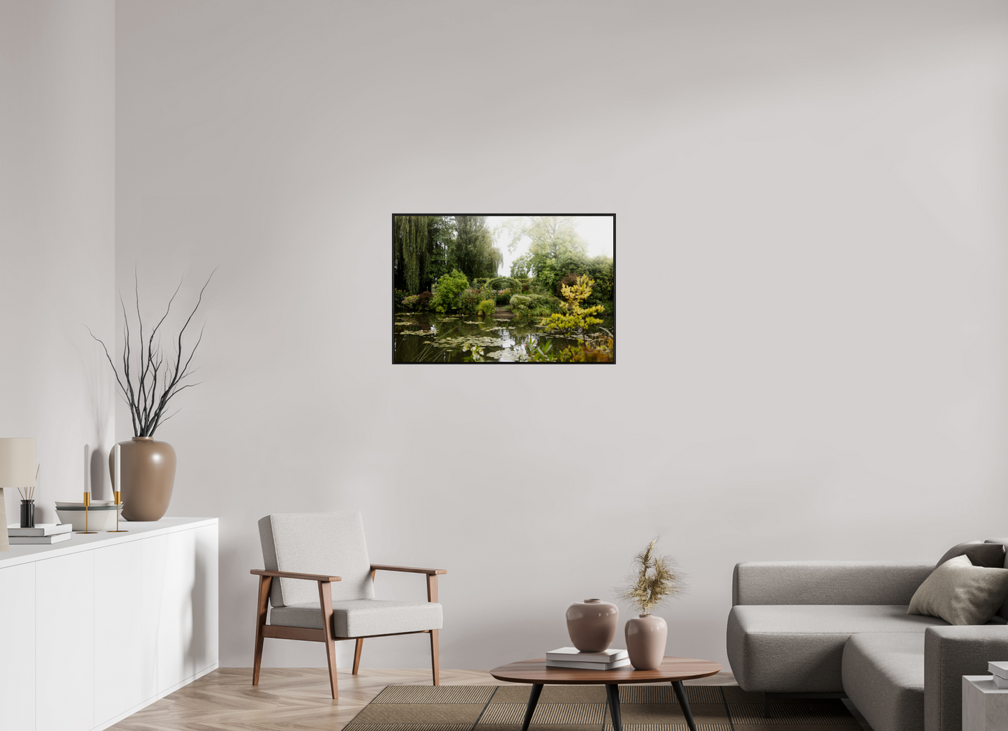 90 x 60 cm, Alu et cadre américain La mare de Giverny