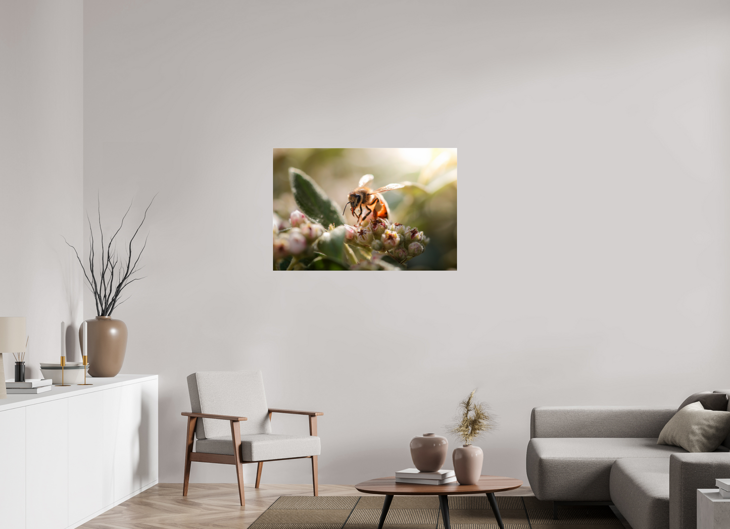 105 x 70 cm, Photo Print Under Acrylic Glass Abeille à la lumière - 2