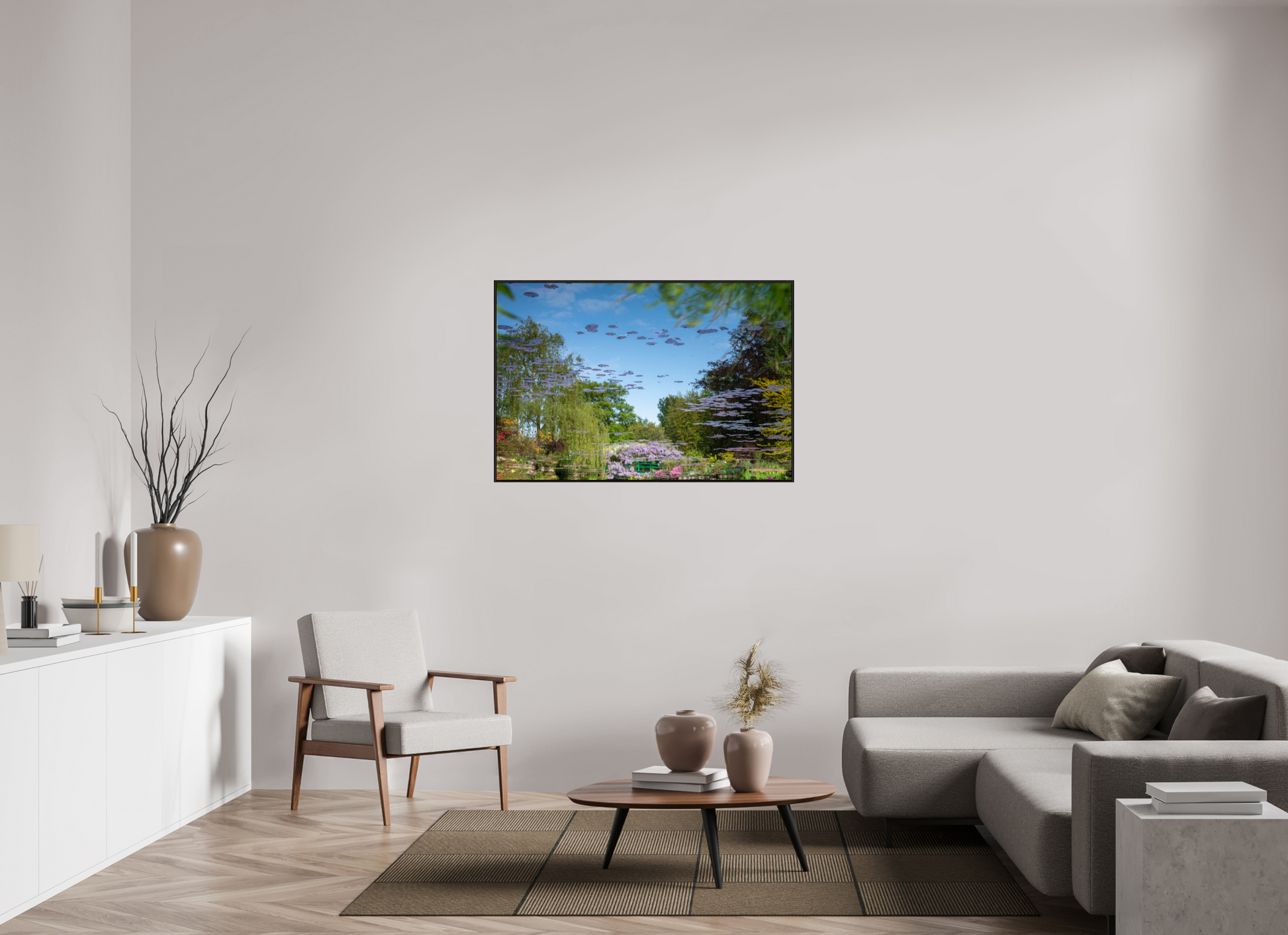 120 x 80 cm, Plexi et cadre américain Une pensée de Claude Monet