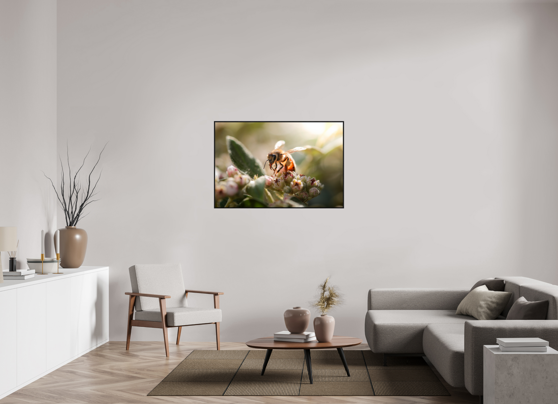 120 x 80 cm, Alu et cadre américain Abeille à la lumière - 2