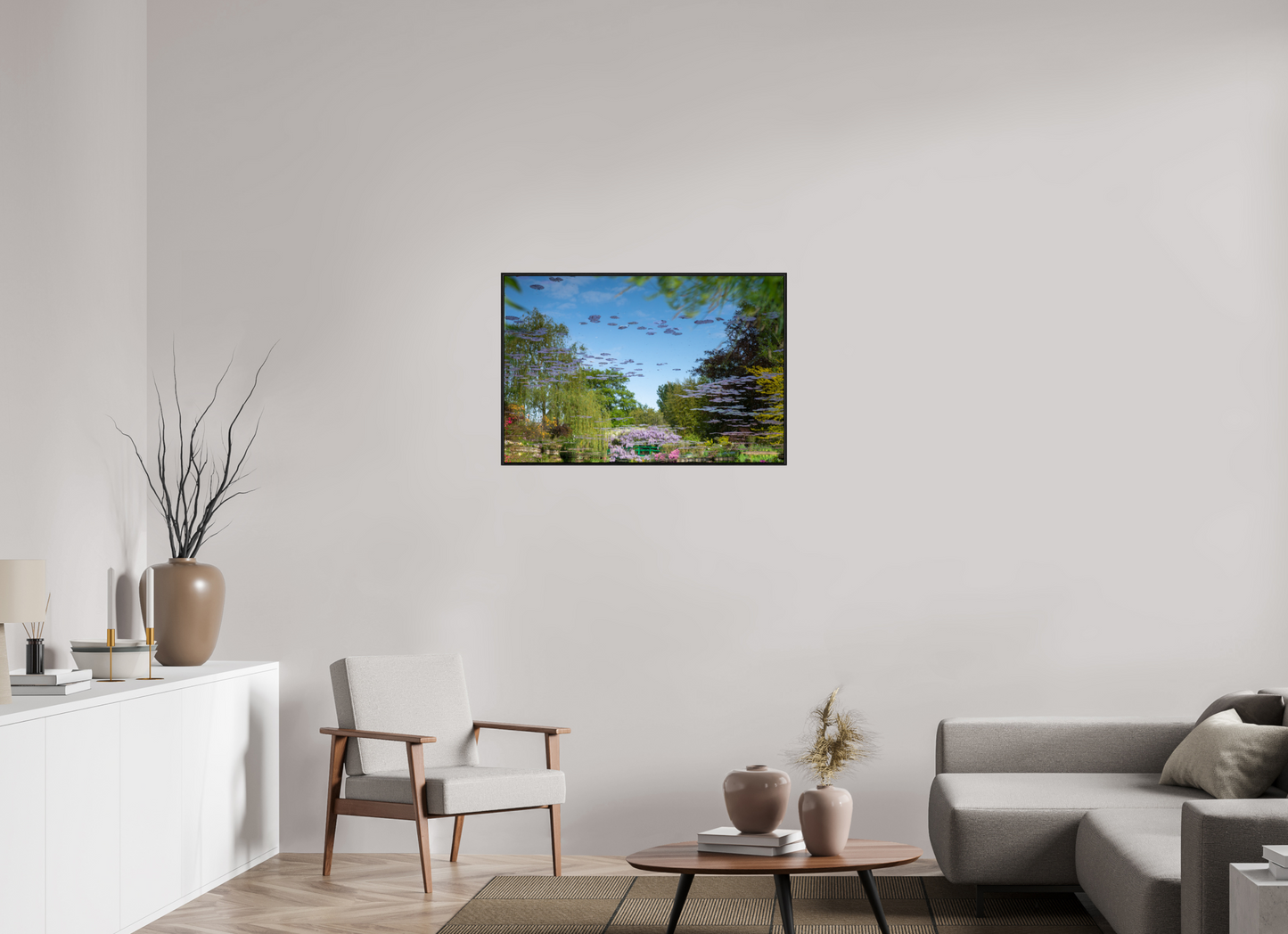 90 x 60 cm, Plexi et cadre américain Une pensée de Claude Monet