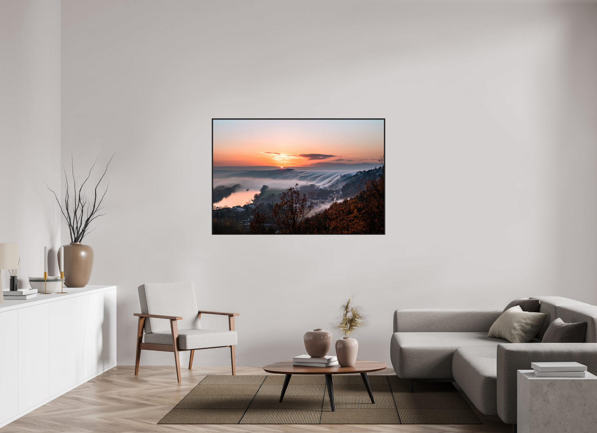 150 x 100 cm, Alu et cadre américain Cascade de brume à la Roche Guyon