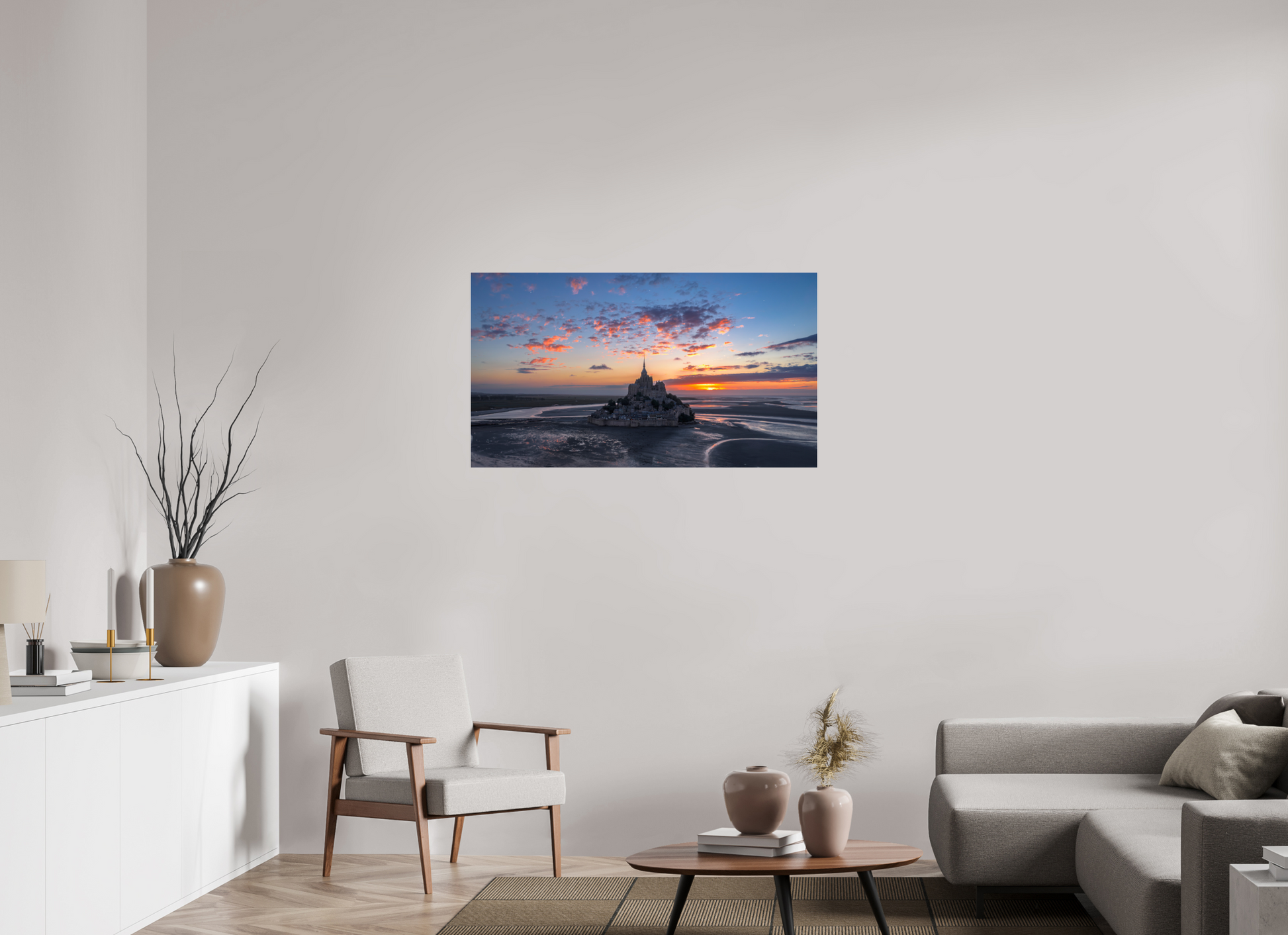 112 x 63 cm, Photo Print Under Acrylic Glass mont st Michel