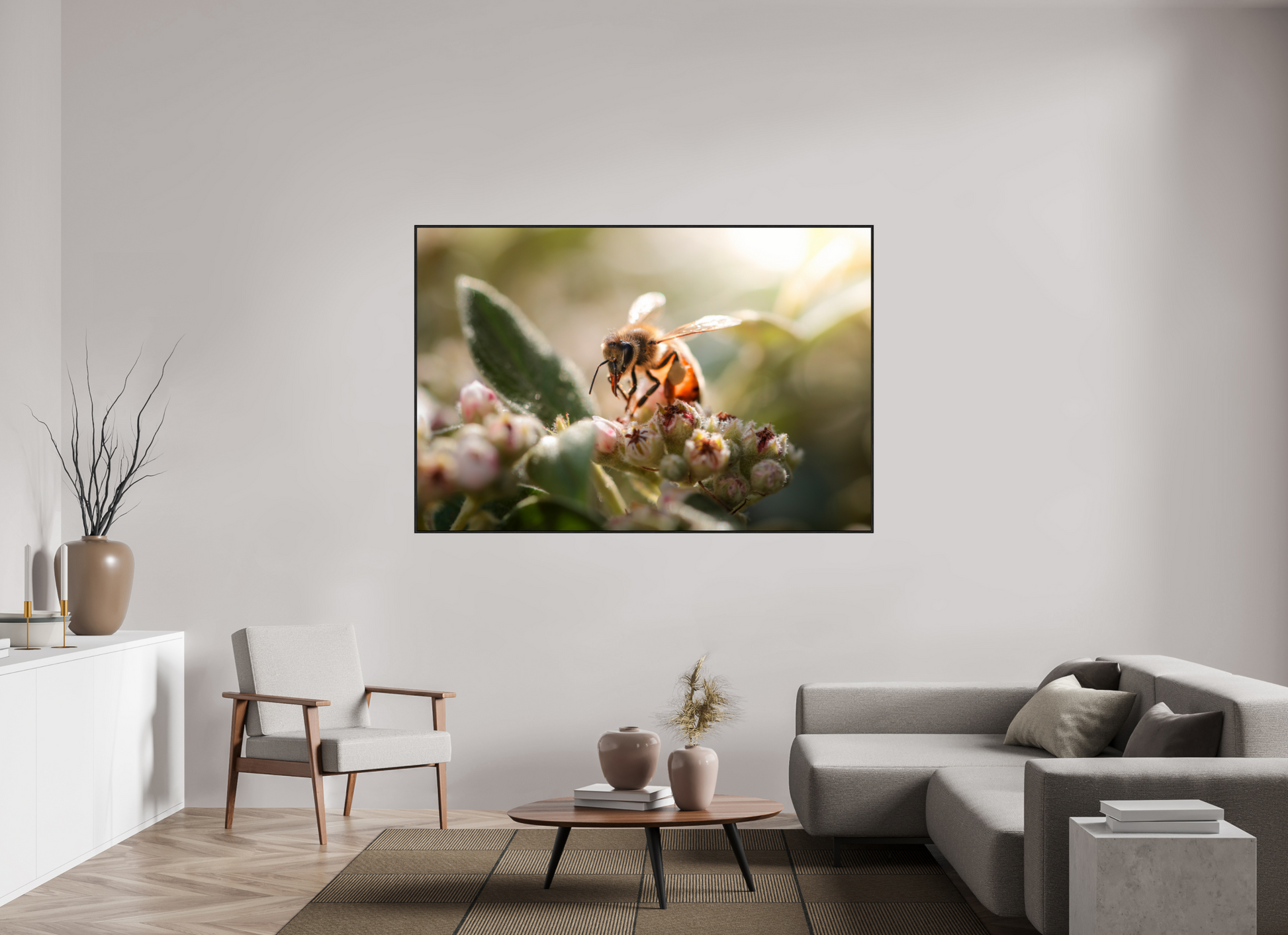180 x 120 cm, Plexi et cadre américain Abeille à la lumière - 2