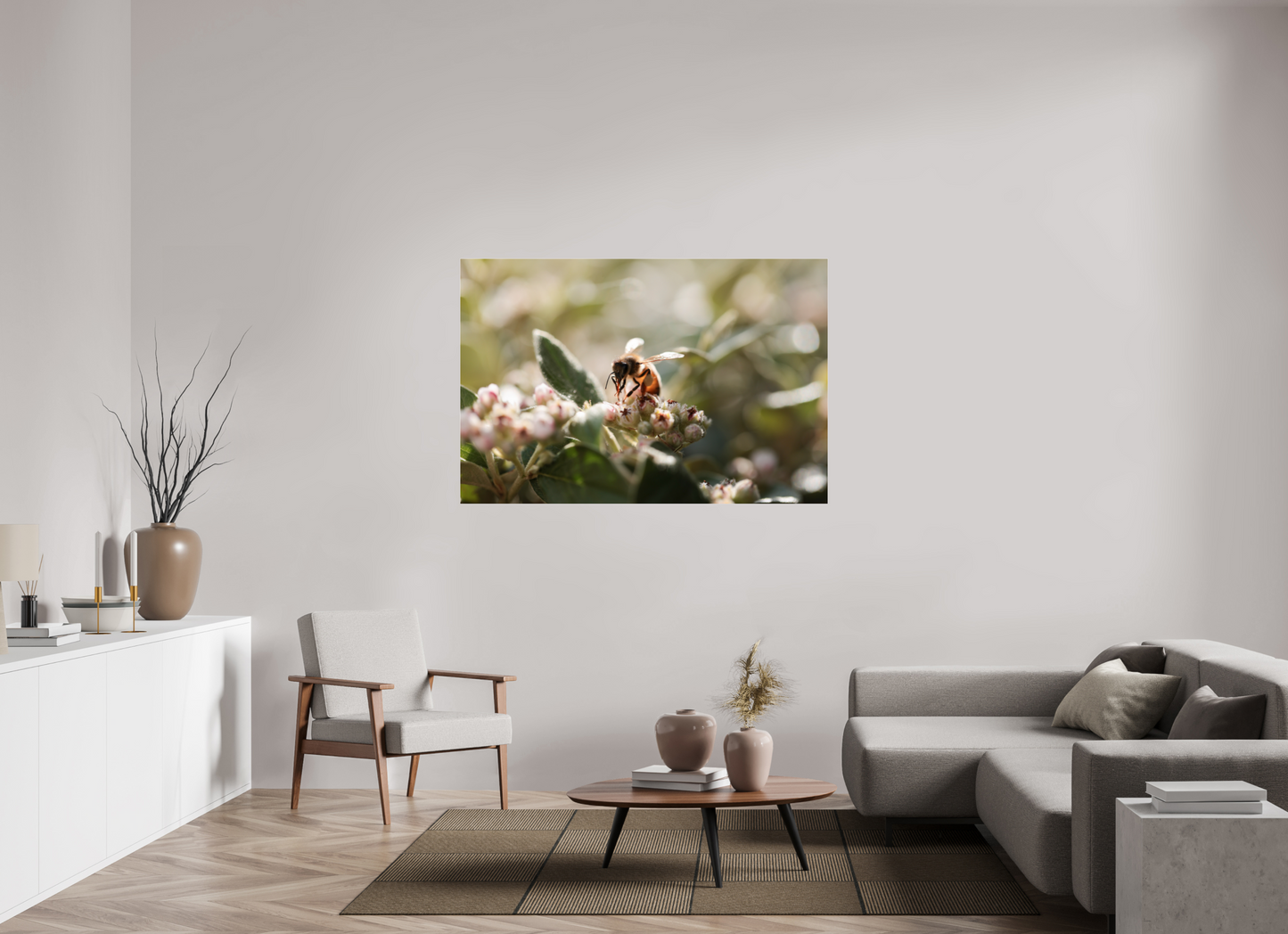 150 x 100 cm, Photo Print Under Acrylic Glass Abeille à la lumière