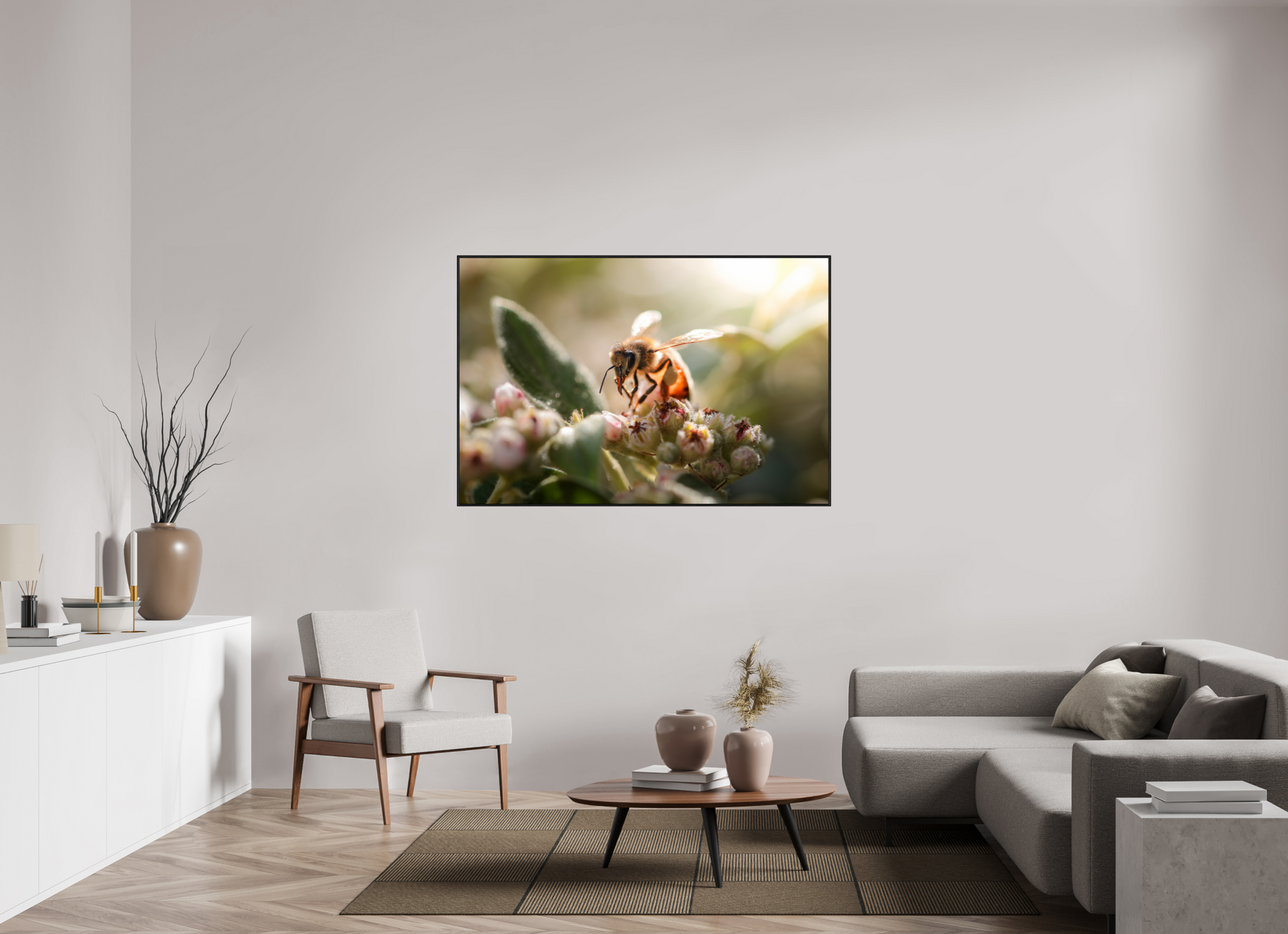 150 x 100 cm, Plexi et cadre américain Abeille à la lumière - 2