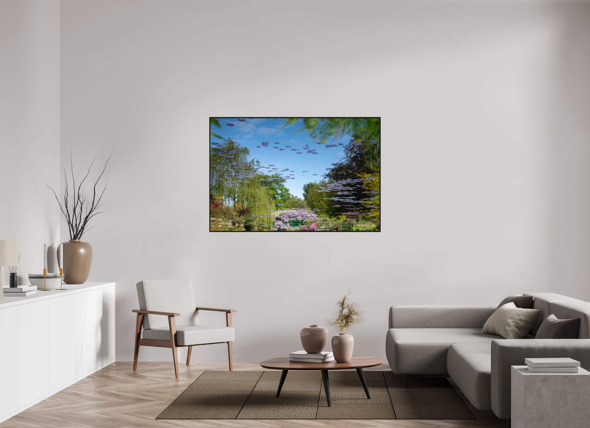 150 x 100 cm, Plexi et cadre américain Une pensée de Claude Monet