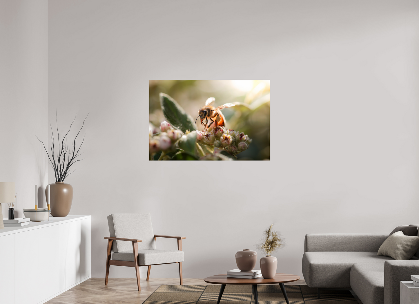 120 x 80 cm, Photo Print Under Acrylic Glass Abeille à la lumière - 2