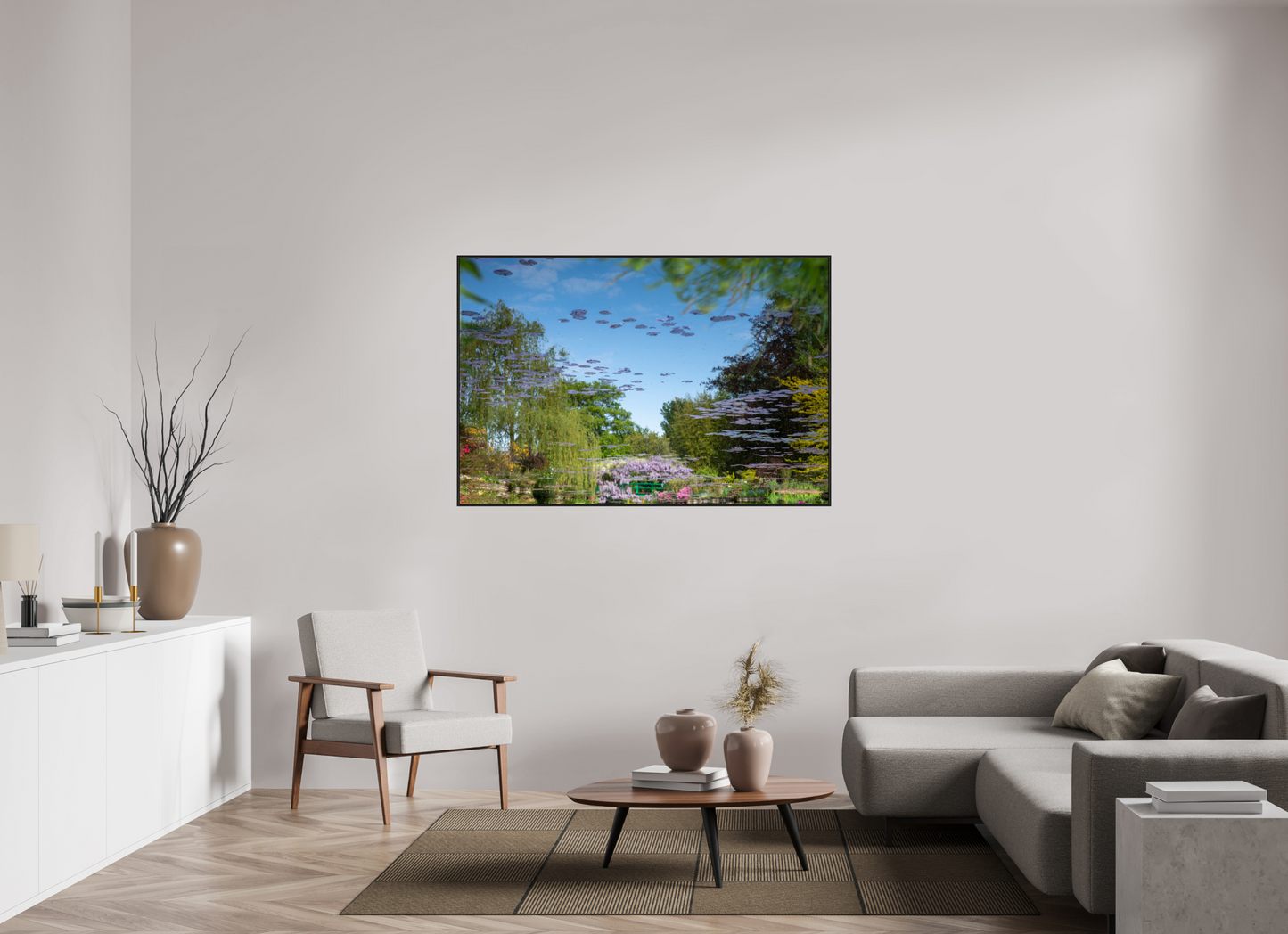 150 x 100 cm, Alu et cadre américain Une pensée de Claude Monet