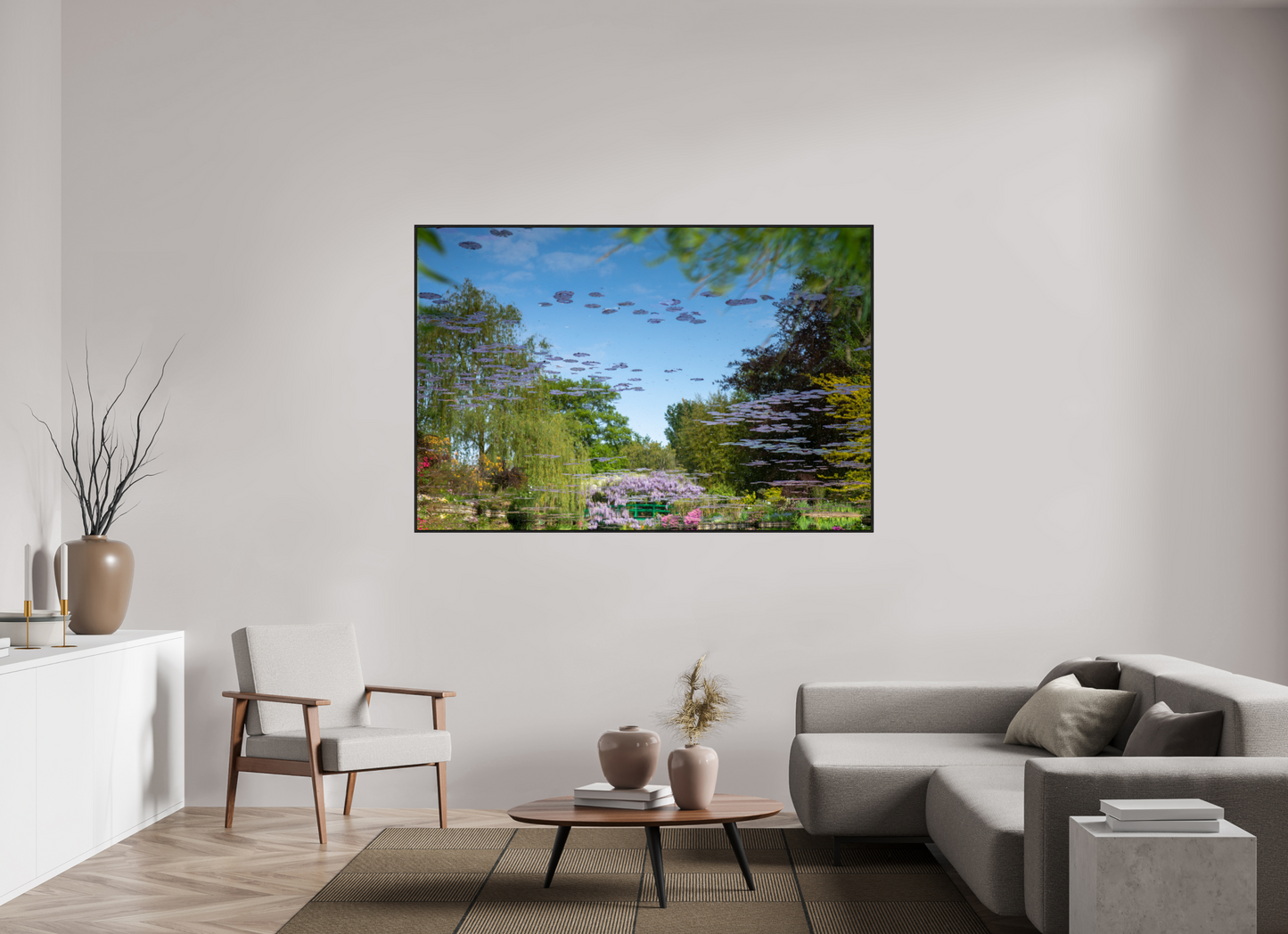 180 x 120 cm, Alu et cadre américain Une pensée de Claude Monet