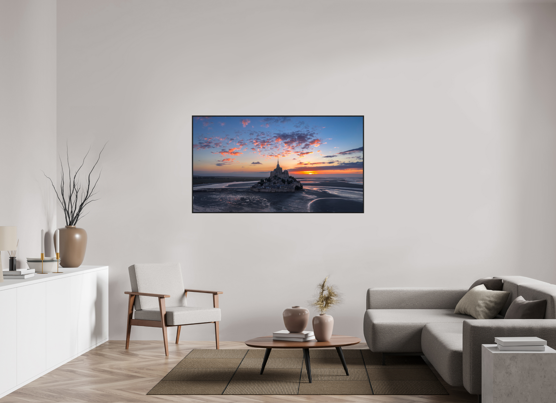 160 x 90 cm, Alu et cadre américain mont st Michel