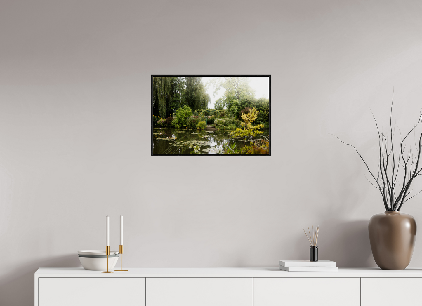 60 x 40 cm, Alu et cadre américain La mare de Giverny