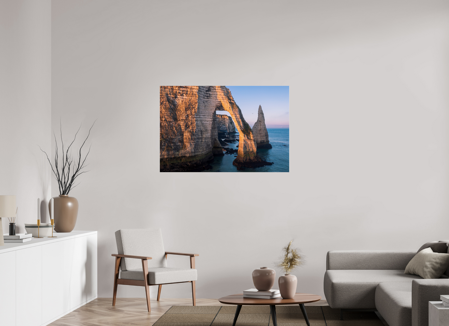 120 x 80 cm, Photo Print Under Acrylic Glass Lumière dorée sur l’arche d’Étretat