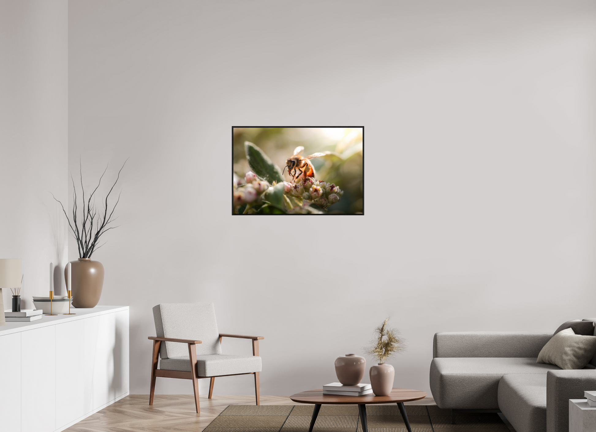 90 x 60 cm, Plexi et cadre américain Abeille à la lumière - 2