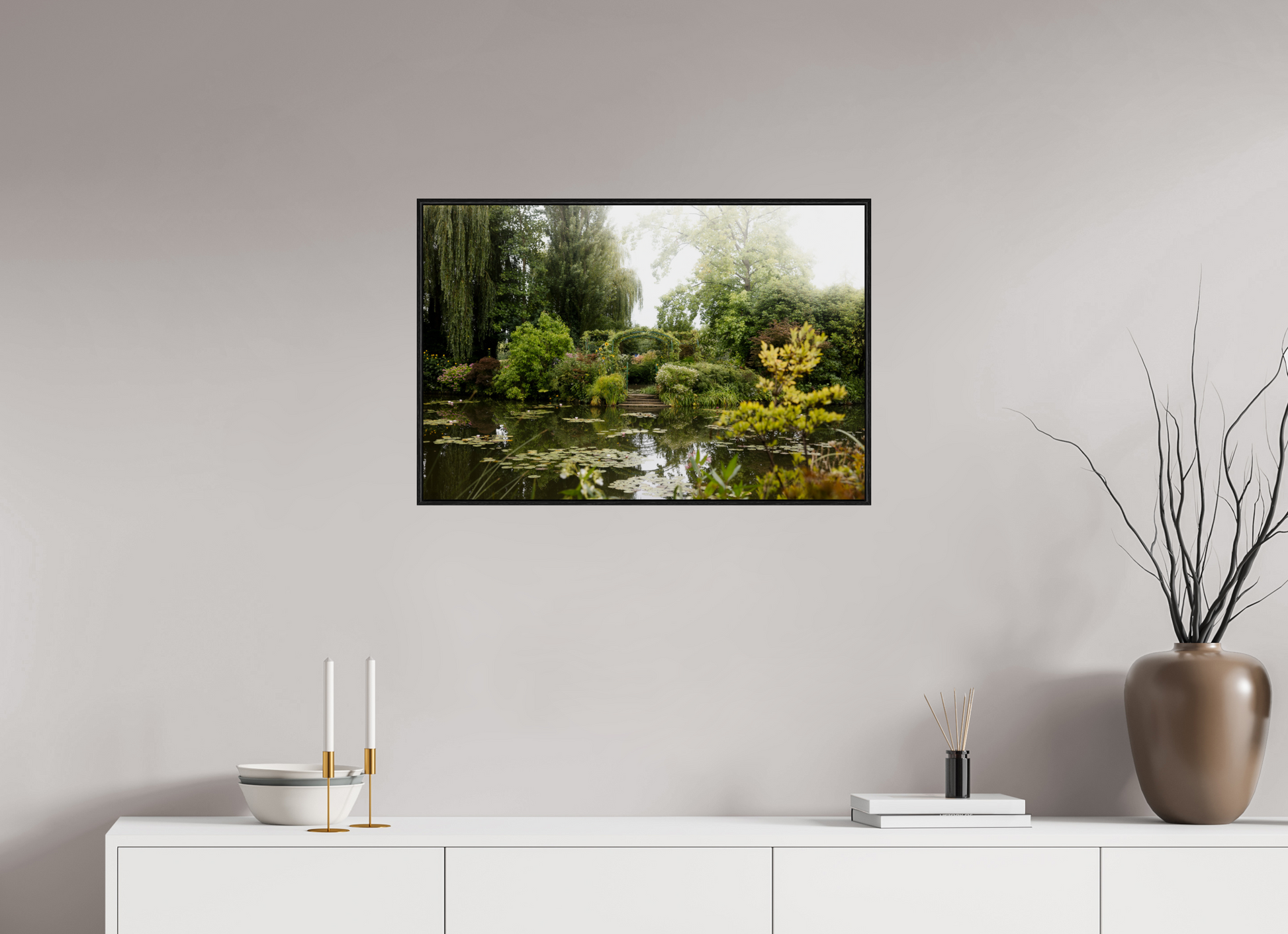 75 x 50 cm, Alu et cadre américain La mare de Giverny