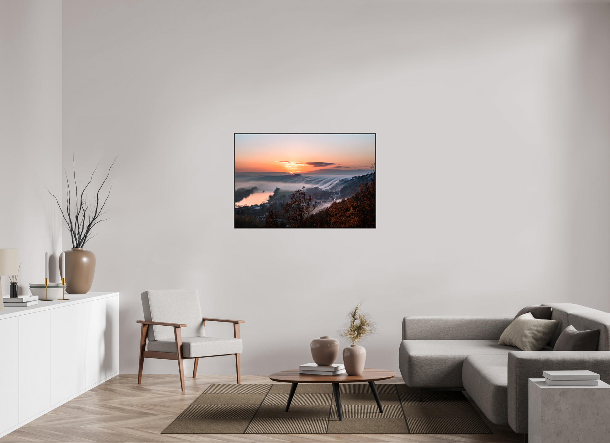 120 x 80 cm, Alu et cadre américain Cascade de brume à la Roche Guyon