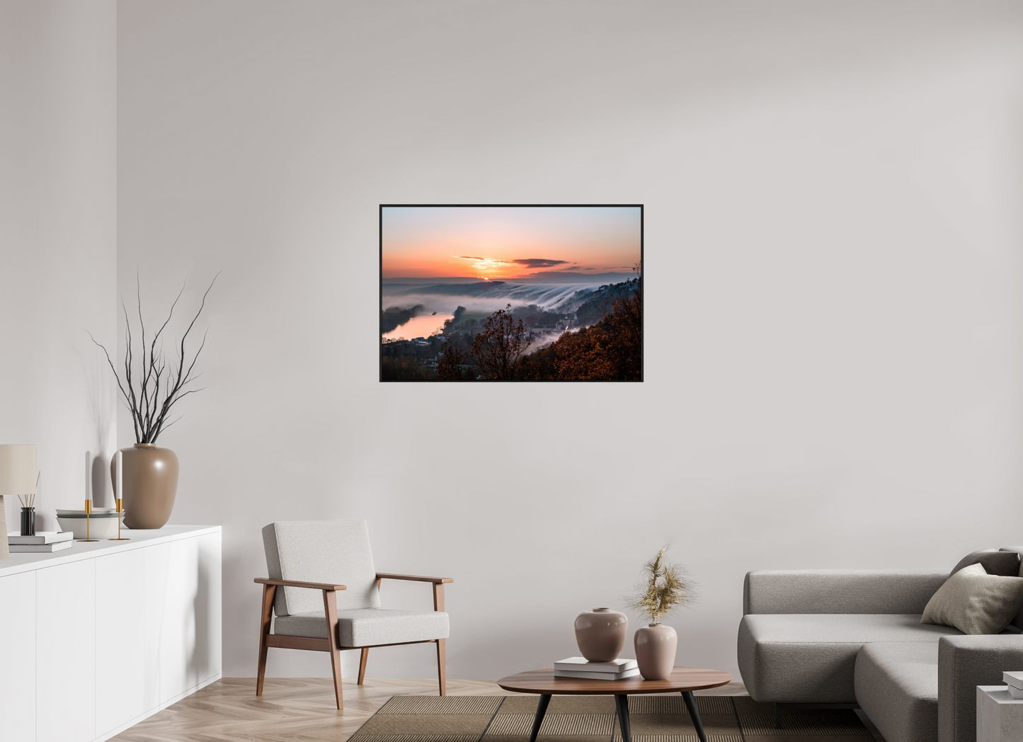 105 x 70 cm, Alu et cadre américain Cascade de brume à la Roche Guyon