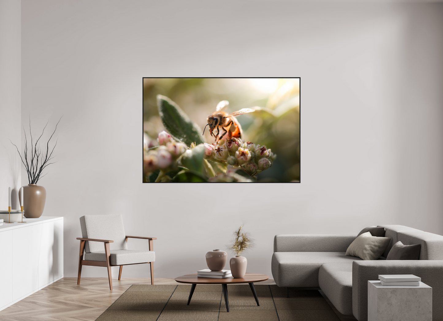 180 x 120 cm, Alu et cadre américain Abeille à la lumière - 2